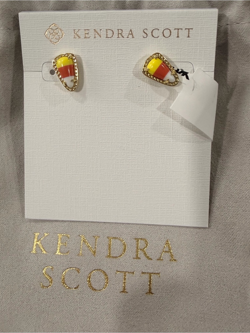 Kendra Scott Candy Corn Stud Halloween Earrings in Yellow, Orange & White